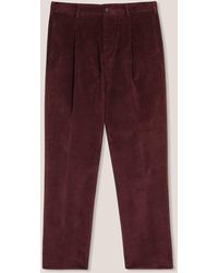 Doppiaa - Aantioco Burgundy Pleated Stretch Cotton-Corduroy Trousers - Lyst