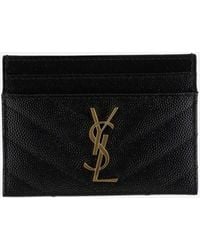 Saint Laurent - Card Holder Cassandre Matelassé Leather Wallets & Purses - Lyst