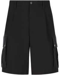 Moncler - Button Detailed Logo Patch Shorts - Lyst