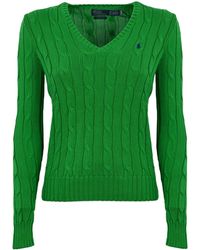 Polo Ralph Lauren - Cable Knit Sweater With V-Neck - Lyst