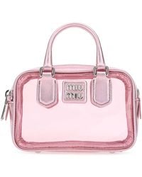 Miu Miu - Pink Leather And Pvc Mini Handbag - Lyst