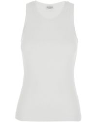 Brunello Cucinelli - Sleeveless Top With Round Neck And Monil Detail On The Rear - Lyst