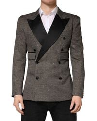 Dolce & Gabbana - Gray Double Breasted 2 Button Jacket Blazer - Lyst