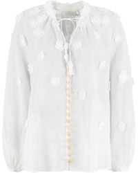 Zimmermann Dancer Embroidered Blouse in Ivory (White) | Lyst