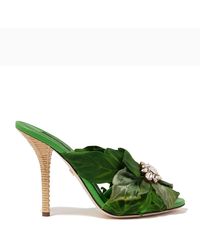 Dolce & Gabbana - Keira Jungle Leaf Satin Mules - Lyst