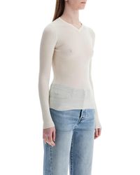 KHAITE - Glaze Color Wool Top With V Neck - Lyst
