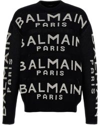 Balmain - Crew Neck Long Sleeves Ribbed Profile - Lyst