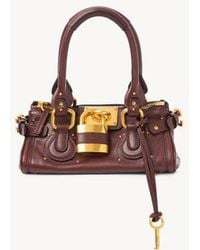 Chloé - Chloé-Plated Hardware Top Handle Bag — Burgundy - Lyst