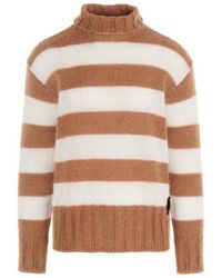 Fendi Striped High-neck Knit Sweater - Brown
