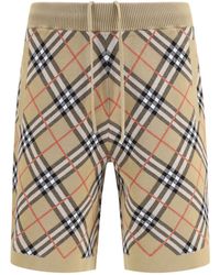 Burberry - Check Cotton Blend Shorts Sand Ip Cotton; Polyamide; Elastane Bermuda - Lyst