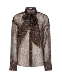 Brunello Cucinelli - Chocolate Dapple Silk Organza Shirt With Neck Tie - Lyst