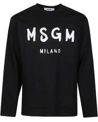 MSGM - Logo Print Long Sleeve T-shirt - Lyst
