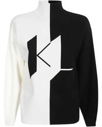 Karl Lagerfeld - Monogram-jacquard Two-tone Jumper - Lyst