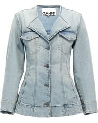 Ganni - Denim Blazer - Lyst