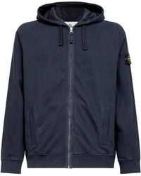 Stone Island - Organic Cotton Zip-Up Hoodie - Lyst