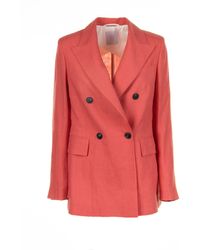 Eleventy - Coral Double-Breasted Linen Jacket - Lyst