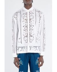 BAZISZT - Chemise Minster Broderie Florale Coton Blanc Shirt - Lyst