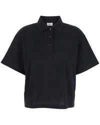 Saint Laurent - Oversize Polo Shirt With Classic Collar And Tonal Logo Embroidery On The Front - Lyst