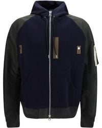 Sacai - Hoodie Cotton Blend And Twill Sweatshirts - Lyst
