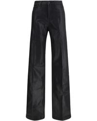 L'Agence - Clayton Coated Wide Leg Jeans Noir Cotton; Elastane; Spandex - Lyst