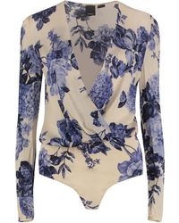 Pinko Barberino Floral Print Bodysuit-blouse - Natural