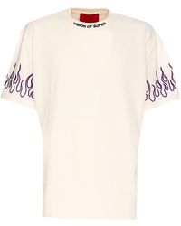 Vision Of Super - T-Shirt With Embroidered Flames And Logo - Lyst