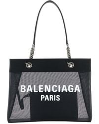 Balenciaga - Balenciaga Logo-Print Mesh-Panel Shoulder Bag - Lyst