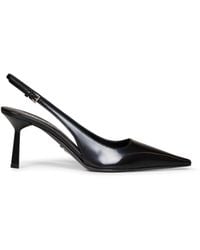 Prada - Calzature Brushed Leather Slingback Pumps - Lyst