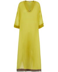 VLISCO DIALOGUES - Silk Kaftan With Front Metal Plate Swimwear - Lyst