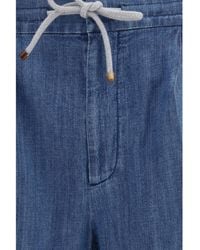 Brunello Cucinelli - Pants Lightweight Denim With Drawstring And Double Pleats Medium Cotton Trousers - Lyst