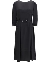 Prada - Wool And Silk Midi Dress - Lyst