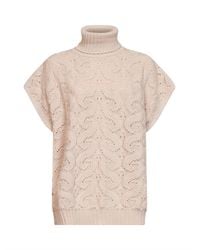 Etro - Cream Paisley-Pattern Stitch Knit Turtleneck Sweater - Lyst