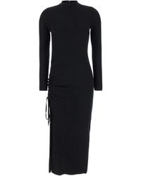 MICHAEL Michael Kors - Ruched Midi Dress With Long Sleeves And Side Tie - Lyst