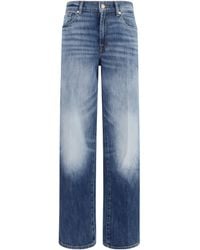 7FOR - Straight-Leg Vintage Wash Jeans Cotton; Elastane - Lyst