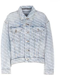 Alexander Wang - Denim Jacket With Logo Lettering All.over - Lyst