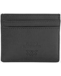 Pinko - Leather Card Holder With Logo Wallets & Purses - Lyst