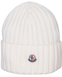 Moncler - Ribbed Wool Beanie With Logo - Lyst