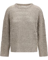 Brunello Cucinelli - Openwork Sweater Silk; Nylon - Lyst