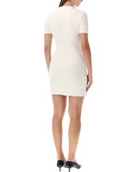 Self-Portrait Lurex Knit Mini Dress With Jewel Buttons in Natural | Lyst