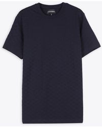 Emporio Armani - T-shirt Blue Cotton T-shirt With Jacquard Logo Pattern - Lyst
