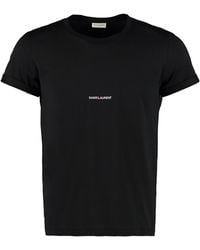 Saint Laurent - Logo Cotton T-Shirt - Lyst