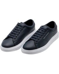 Armani - Leather Sneakers With Matching Box Sole And Lace Closure. Small Logo On The Tongue And Back - Lyst