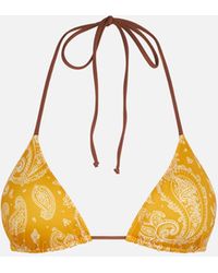 Mc2 Saint Barth - Triangle Top Swimsuit With Paisley Print - Lyst