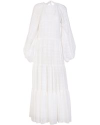 WANDERING Striped Muslin Long Dress - White