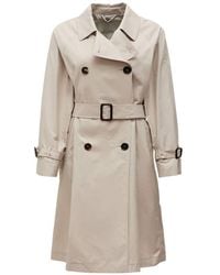 Max Mara - Cream Water-Repellent Technical Twill Trench Coat With Shirt Collar And Belt - Lyst
