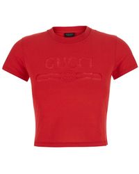 Gucci - Cropped Cotton T-Shirt T-Shirts & Jerseys - Lyst