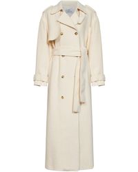 GIUSEPPE DI MORABITO - Milk Bouclé Long Double-Breasted Belted Trench Coat - Lyst