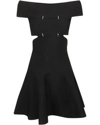 McQueen - Cut-out Detail Off-shoulder Flare Dress - Lyst