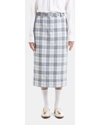 Thom Browne - Straight Sack Skirt Windowpane Plaid Glacier Cotton - Lyst