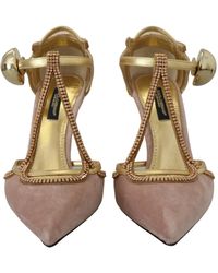Dolce & Gabbana - Crystal T-Strap Heels Pumps Shoes Retina Gros Grain - Lyst
